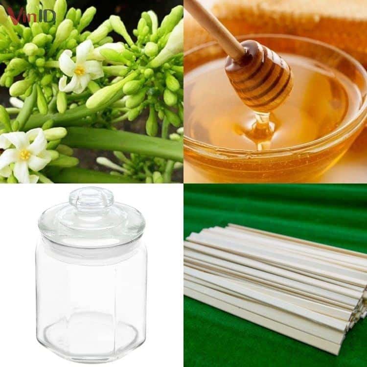 Nguyên liệu để làm hoa đu đủ đực ngâm mật ong
